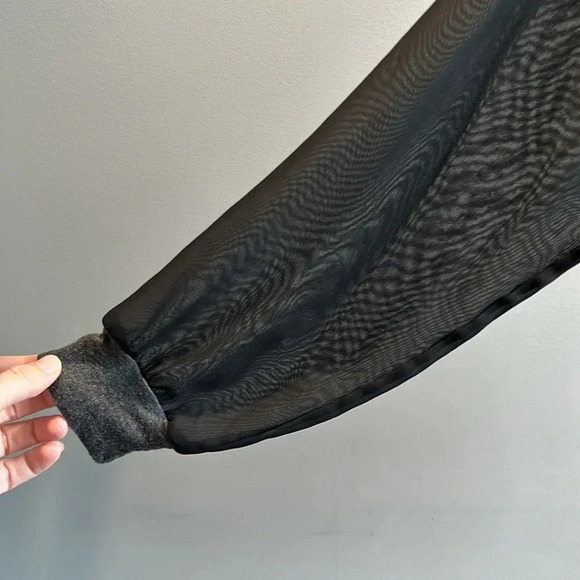 Forever 21 Long Sleeve Shirt with Sheer Sleeves | Black and Gray Long Sleeve - Picture 9 of 10